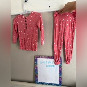 Gigi & Max Coral Heart Kids Pajama Set